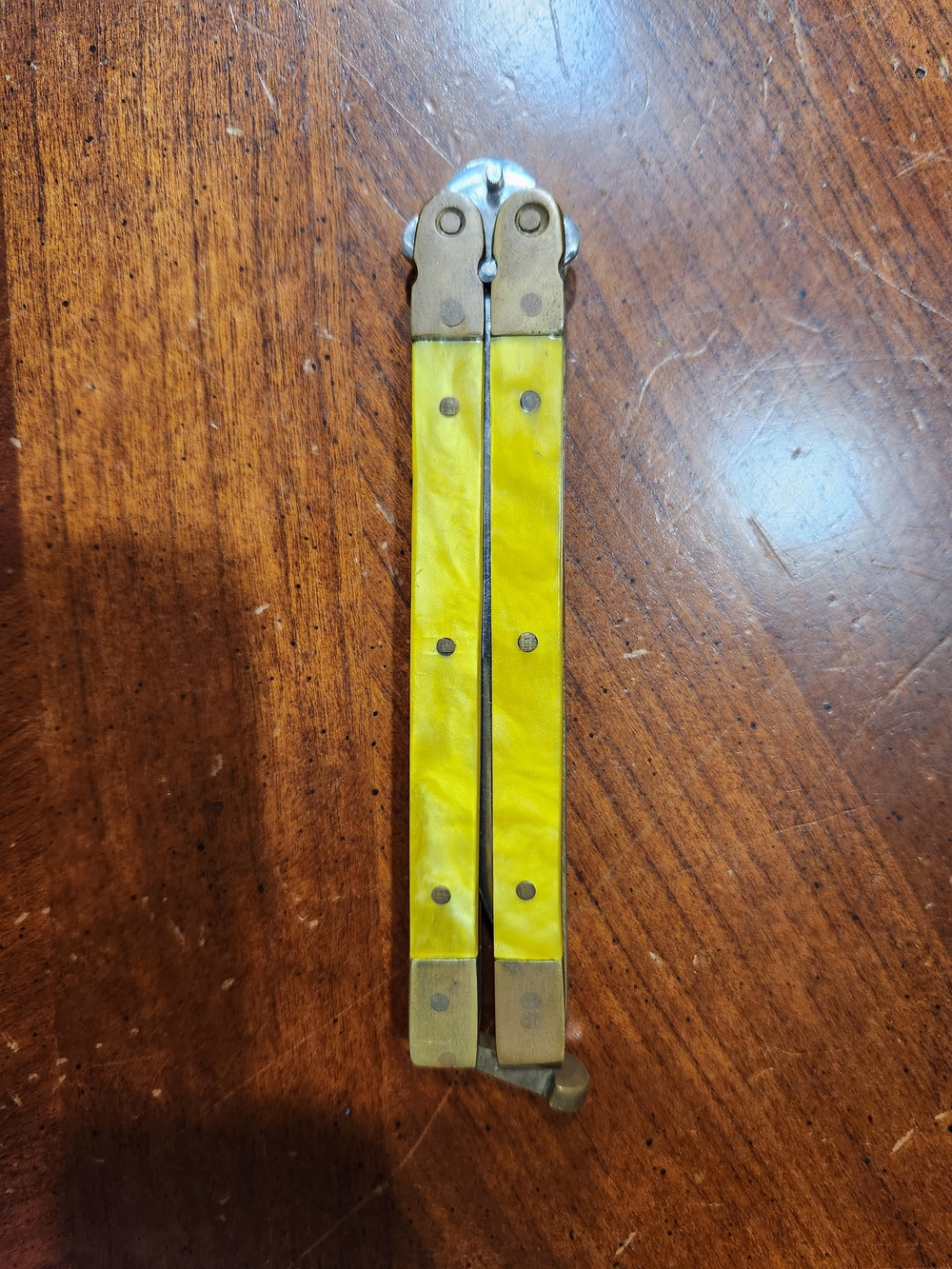 Vintage Yellow Handle Butterfly Knife Trainer